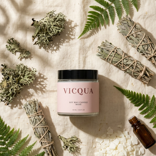 vicqua soy wax candle with natural ingredients .
